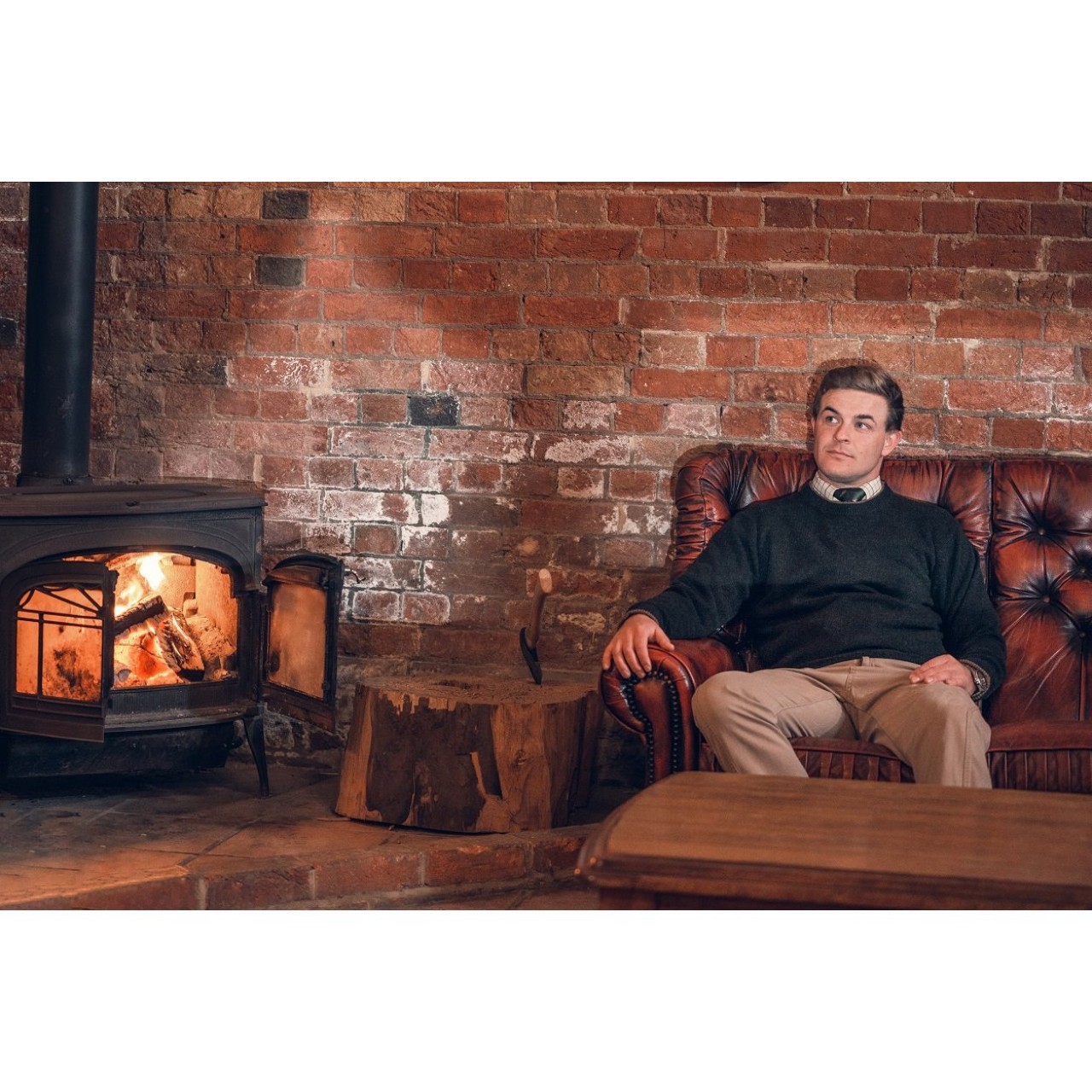 Sveter ASHCOMBE jahňacia vlna ZELENÝ