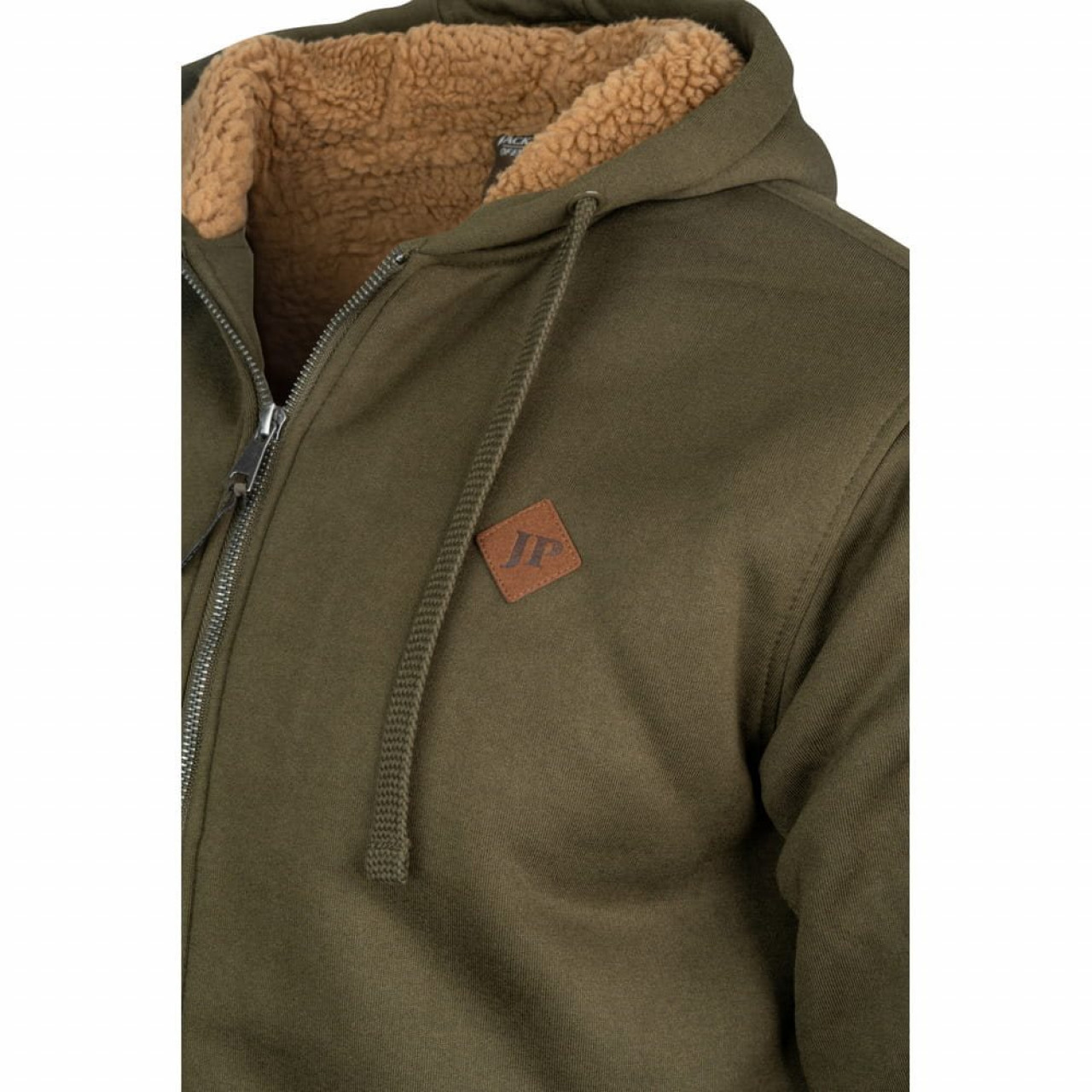 Mikina Yakka so zipsom a kožušinovým lemovaním OLIV