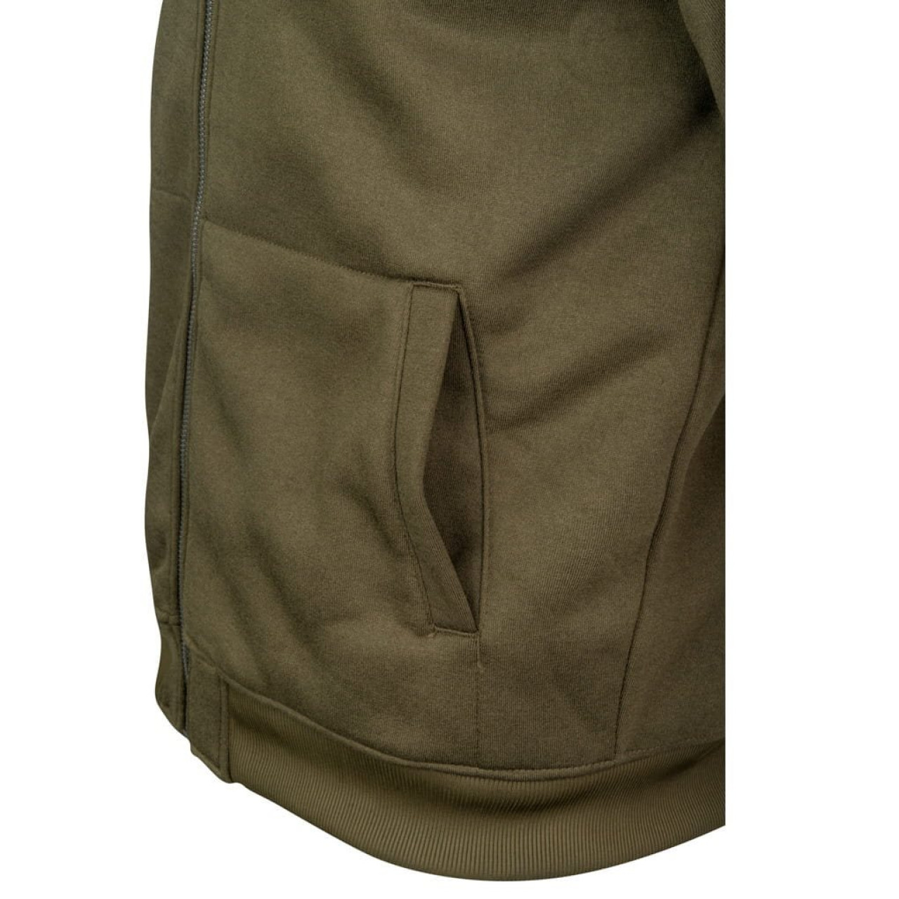 Mikina Yakka so zipsom a kožušinovým lemovaním OLIV