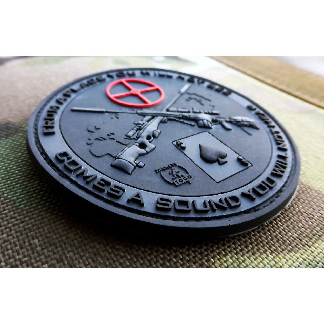 Nášivka SNIPER DEATH SPADE plast velcro ČIERNA