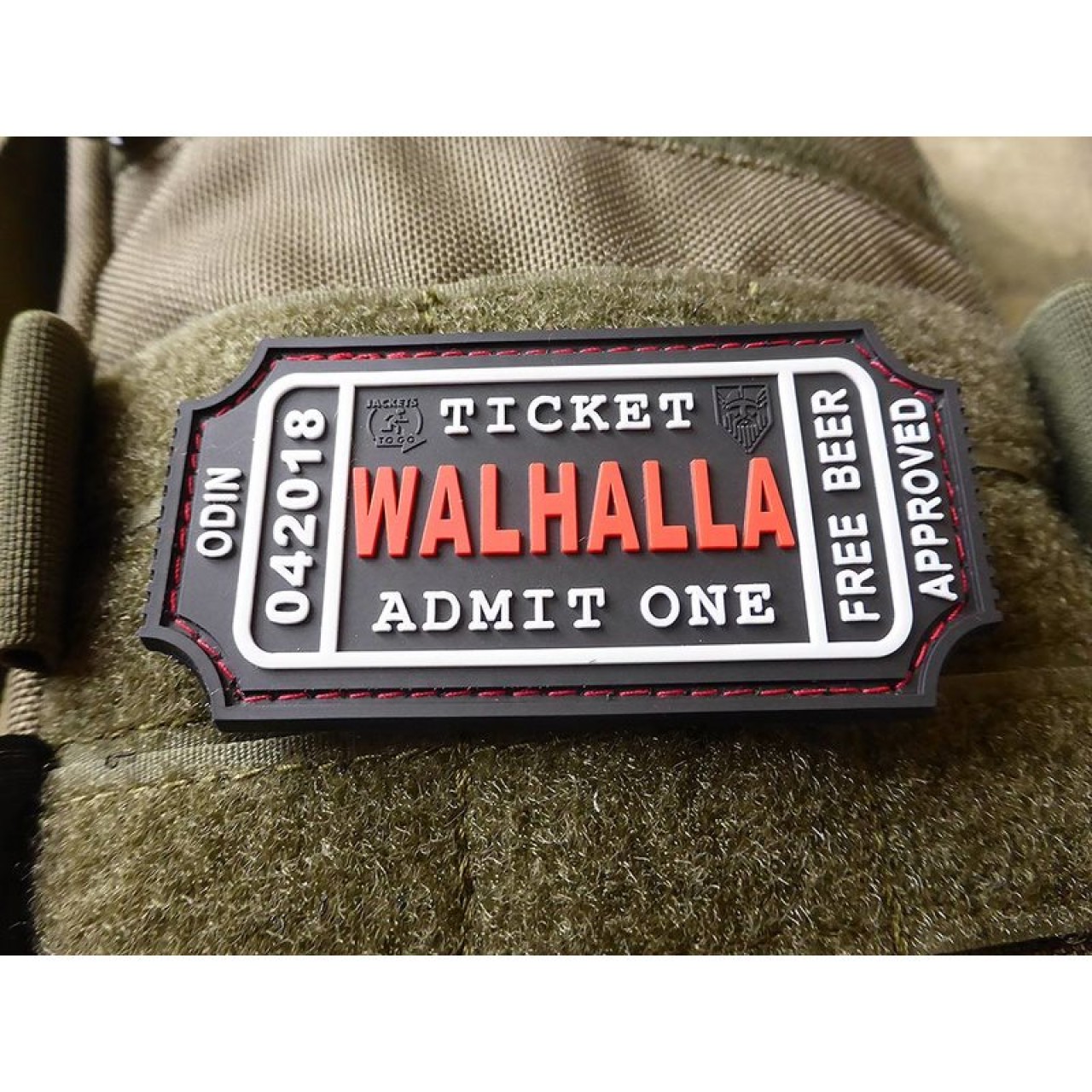 Nášivka WALHALLA TICKET BEER pvelcro ČIERNA/BIELA
