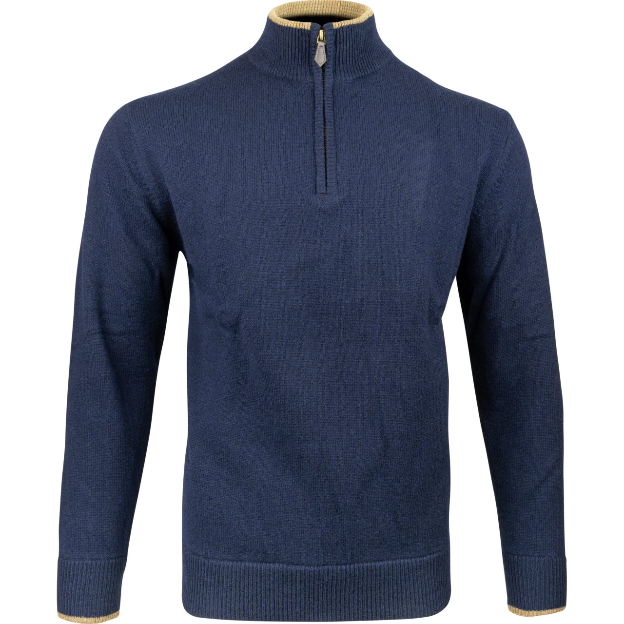 Sveter ASHCOMBE so zipsom jahňacia vlna NAVY BLUE