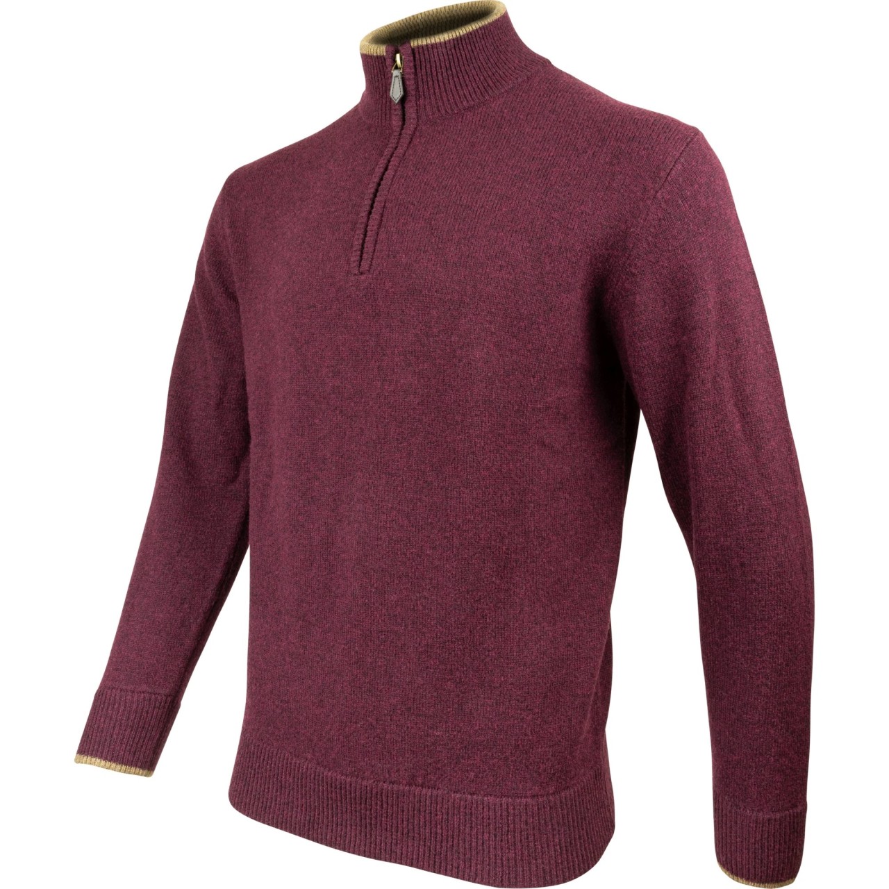 Sveter ASHCOMBE so zipsom jahňacia vlna PLUM