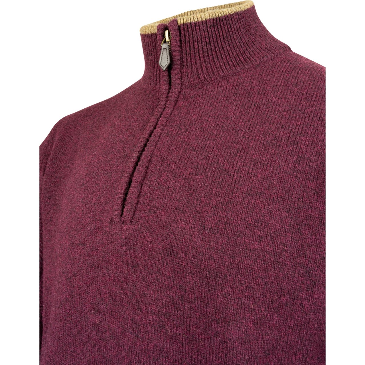 Sveter ASHCOMBE so zipsom jahňacia vlna PLUM