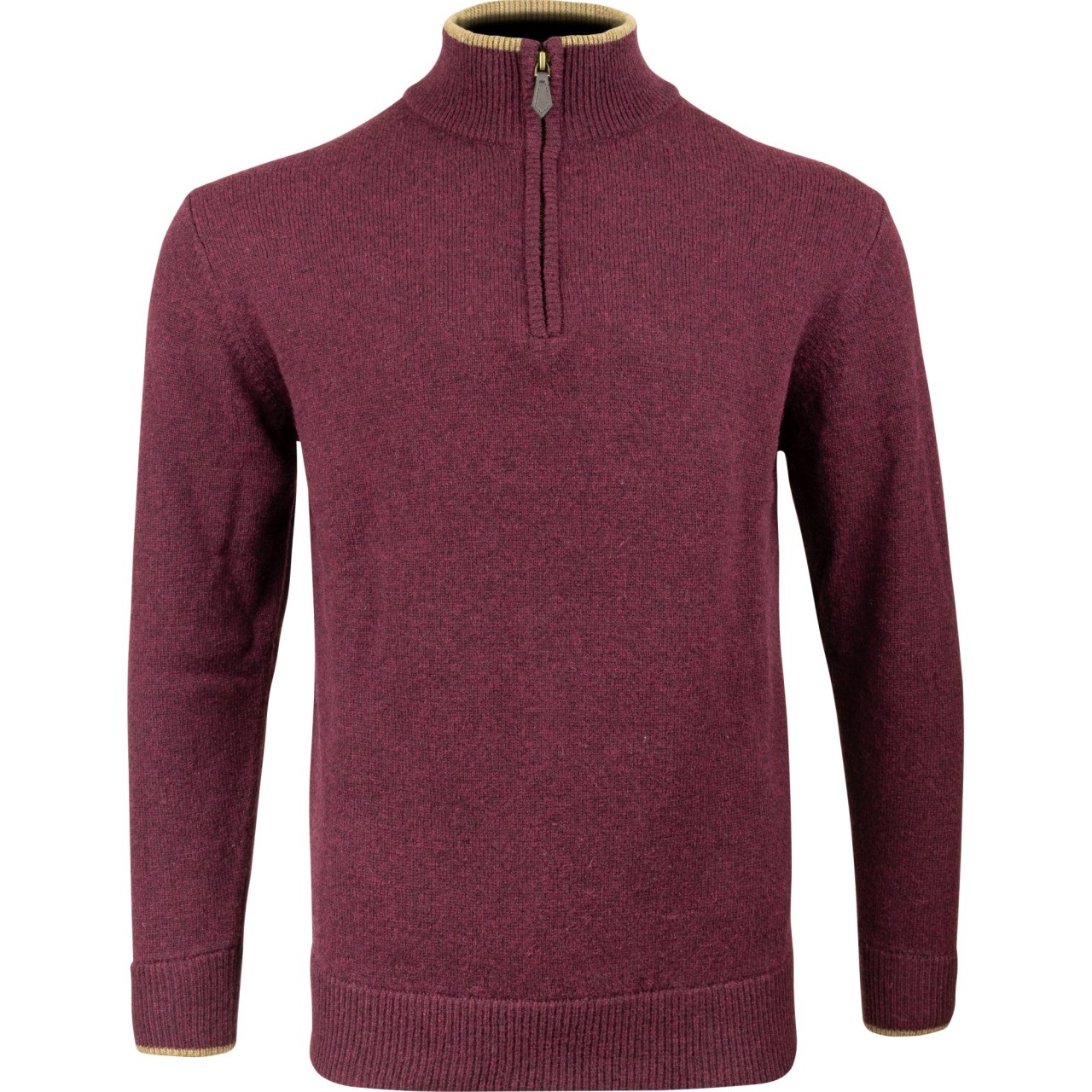 Sveter ASHCOMBE so zipsom jahňacia vlna PLUM