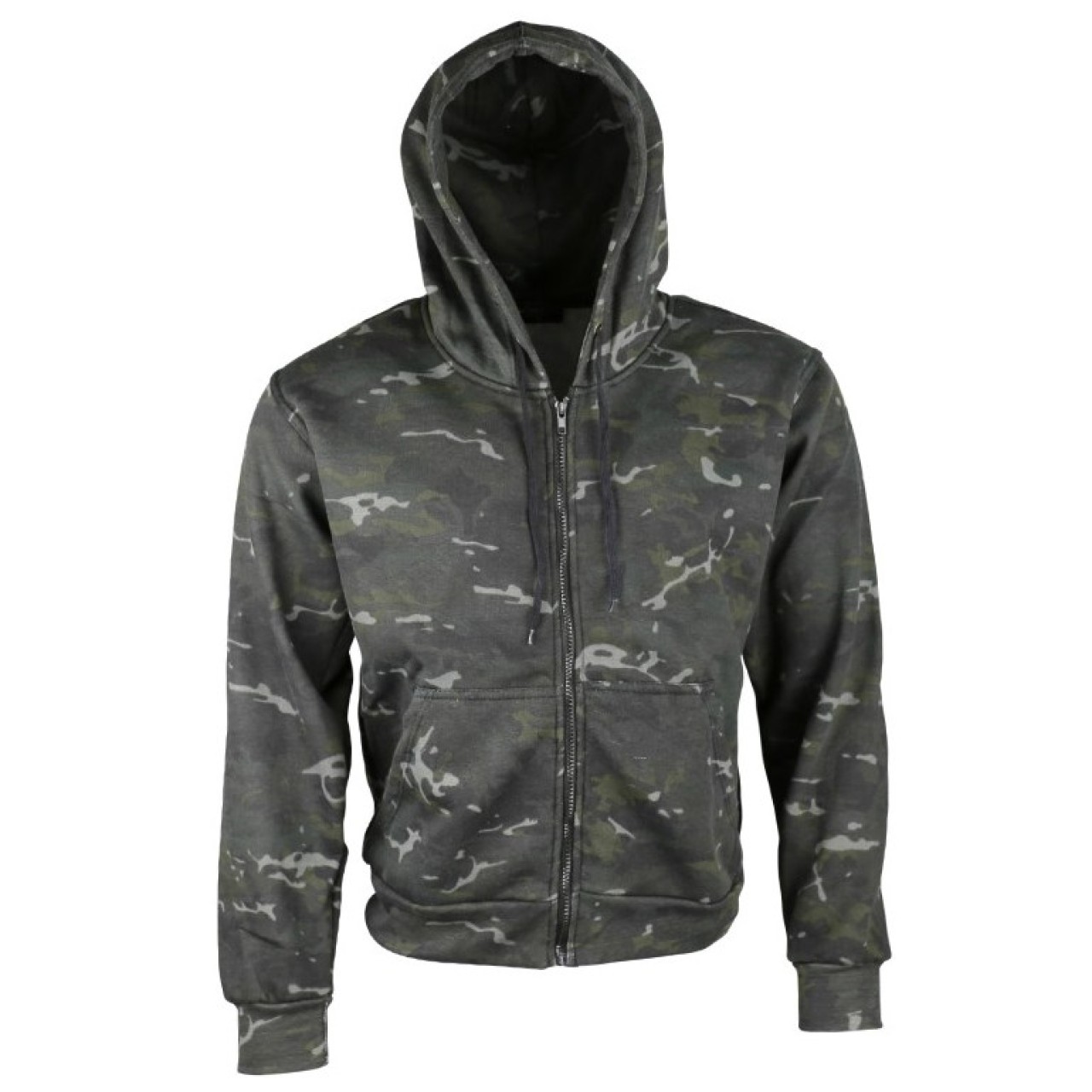 Mikina s kapucňou ZIP čierno maskovaná BTP
