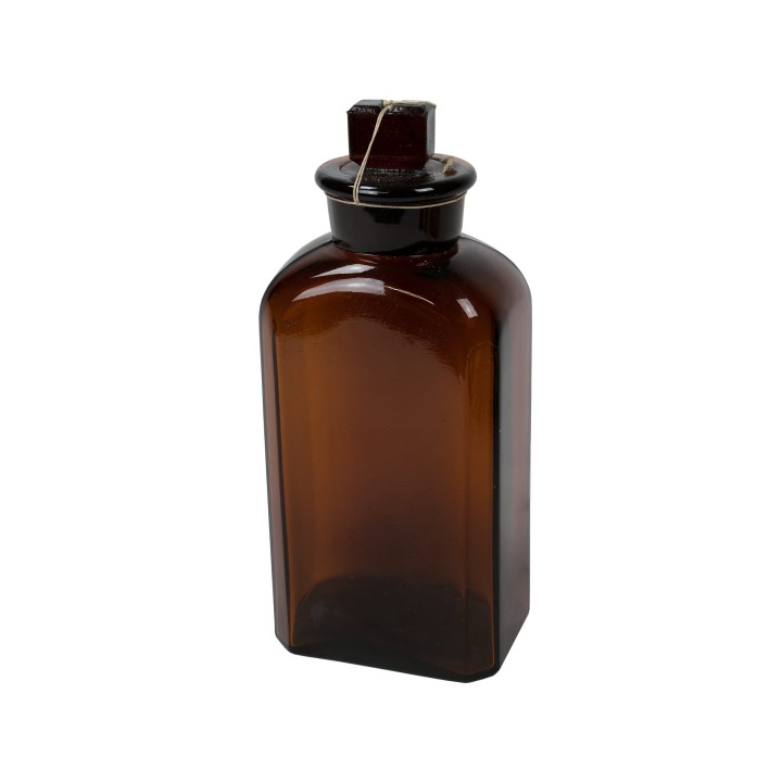 Fľaša sklenená hranatá s brúseným širokým hrdlom 250 ml HNEDÁ