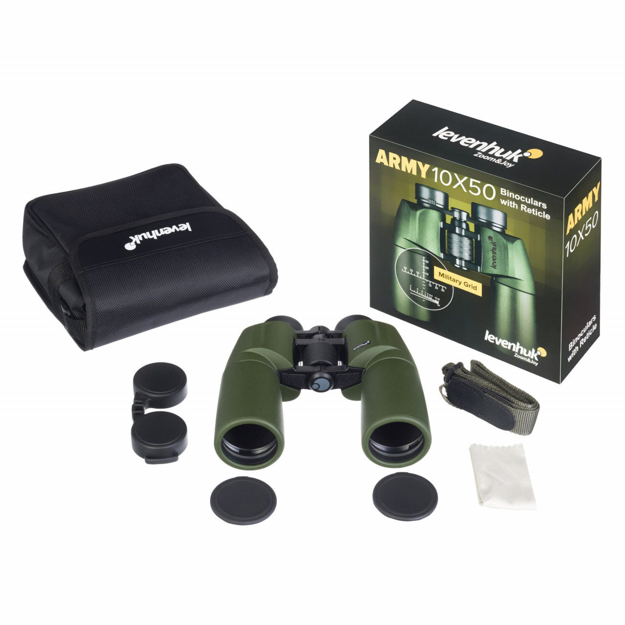 Ďalekohľad binokulárny so zameriavačom 10x50 ARMY ZELENÝ