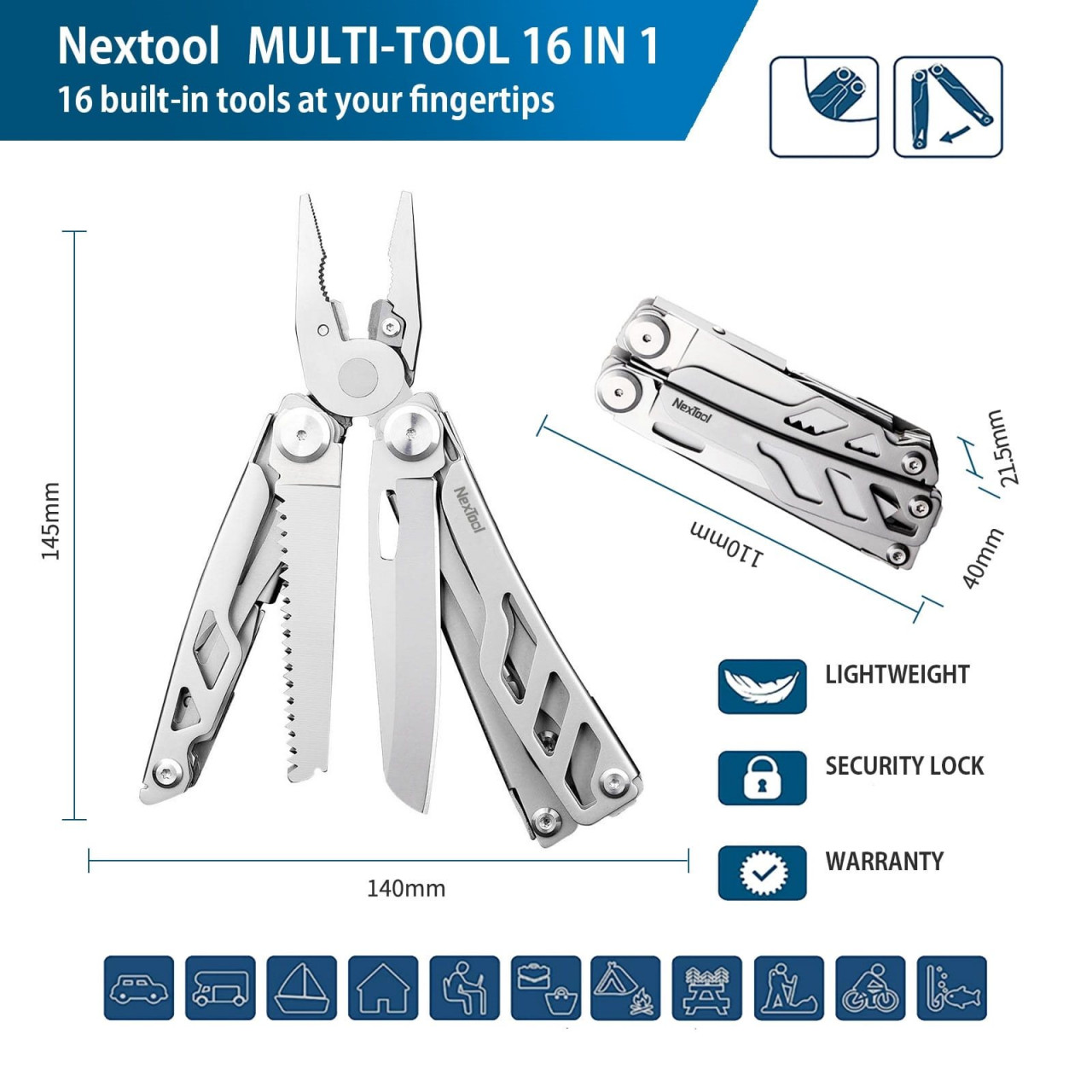 Kliešte multifunkčné FLAGSHIP PRO MULTI TOOL STRIEBORNÉ