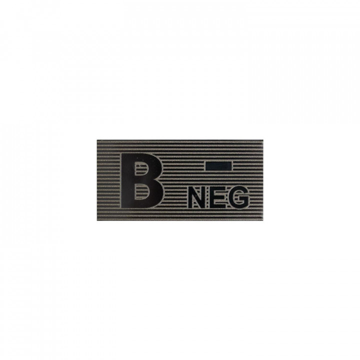 Nášivka IR krvná skupina VELCRO B - NEG ČIERNO/ZELENÁ