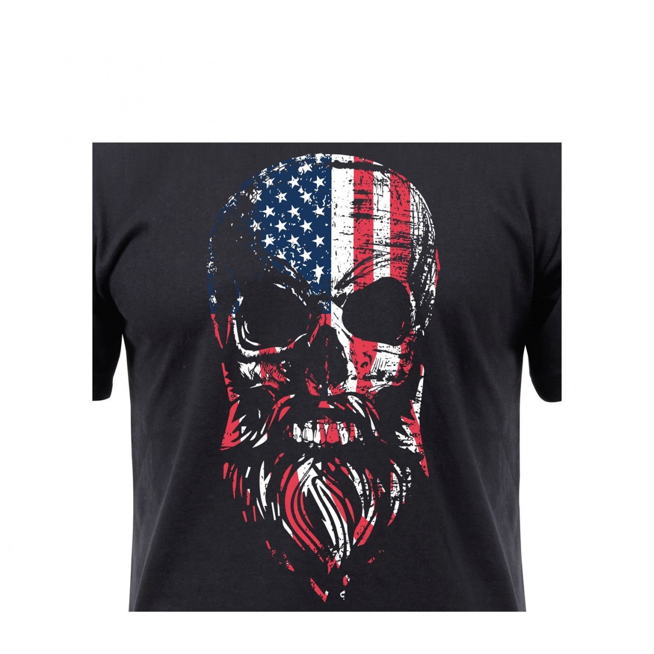 Tričko motív USA fúzatá lebka ČIERNE