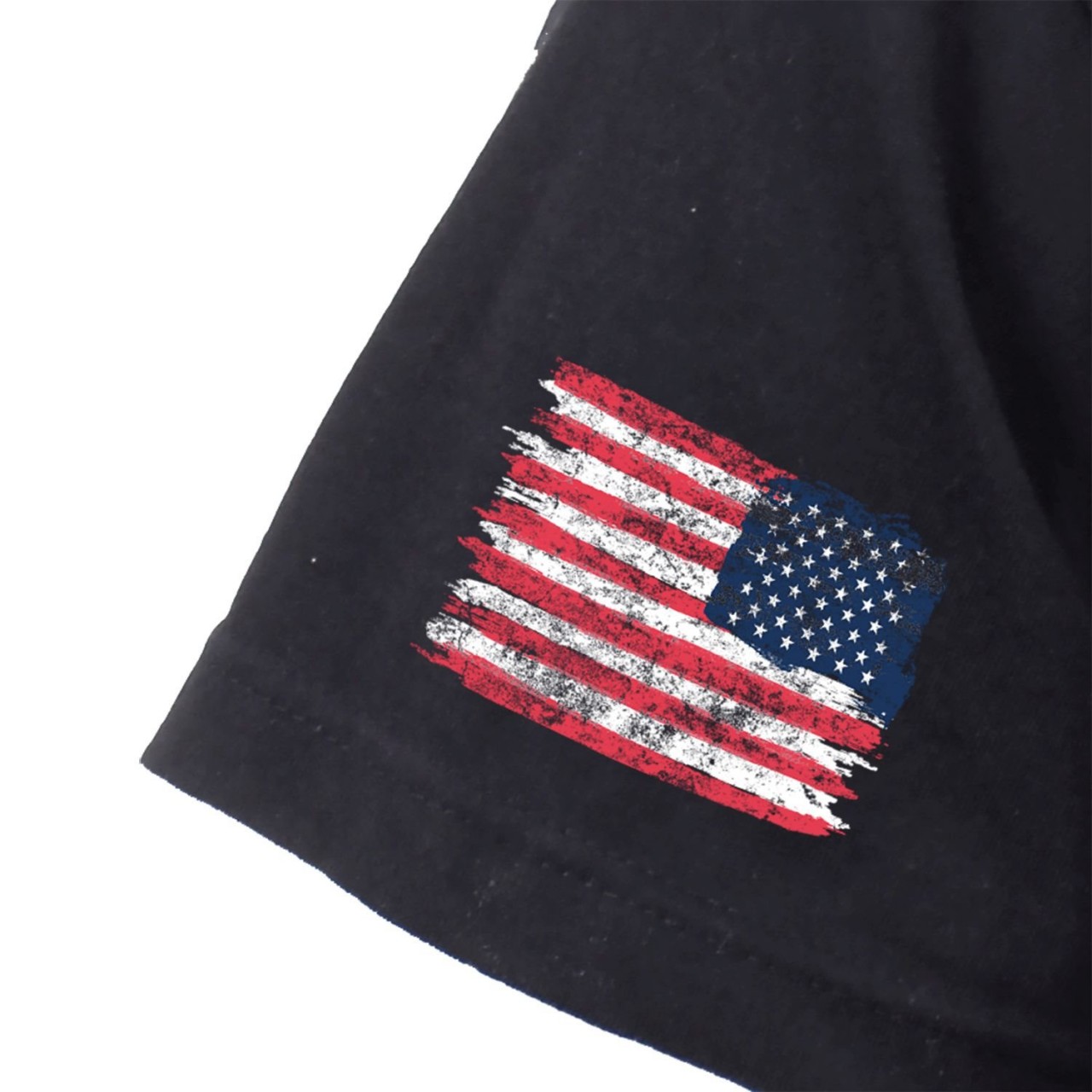 Tričko motív USA fúzatá lebka ČIERNE