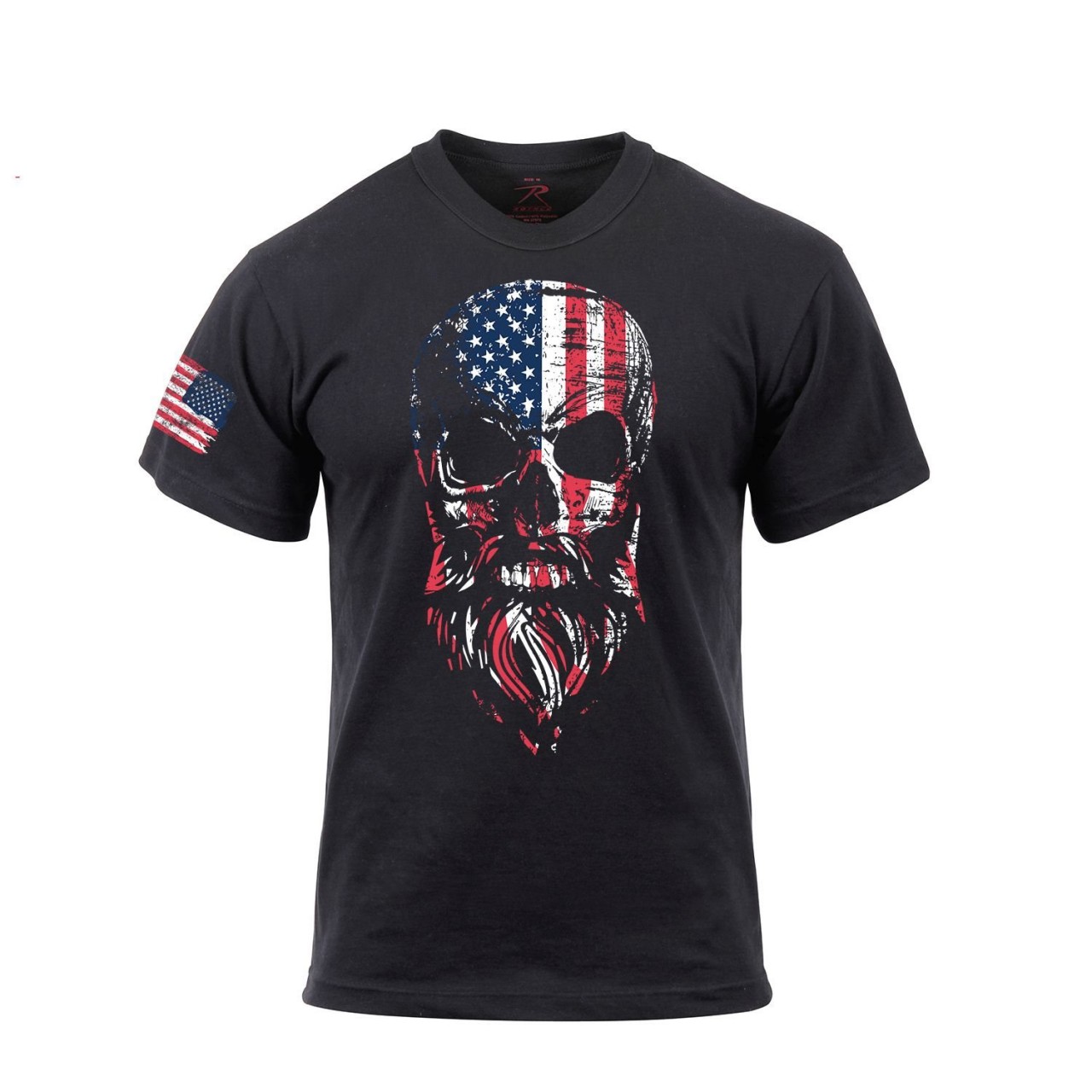Tričko motív USA fúzatá lebka ČIERNE