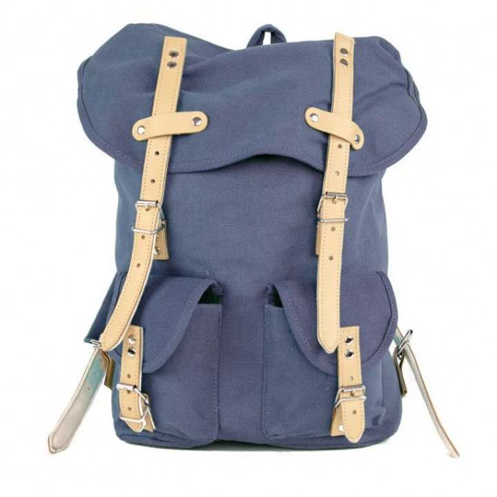 Batoh HIKING 15l s koženými prvkami MODRÝ