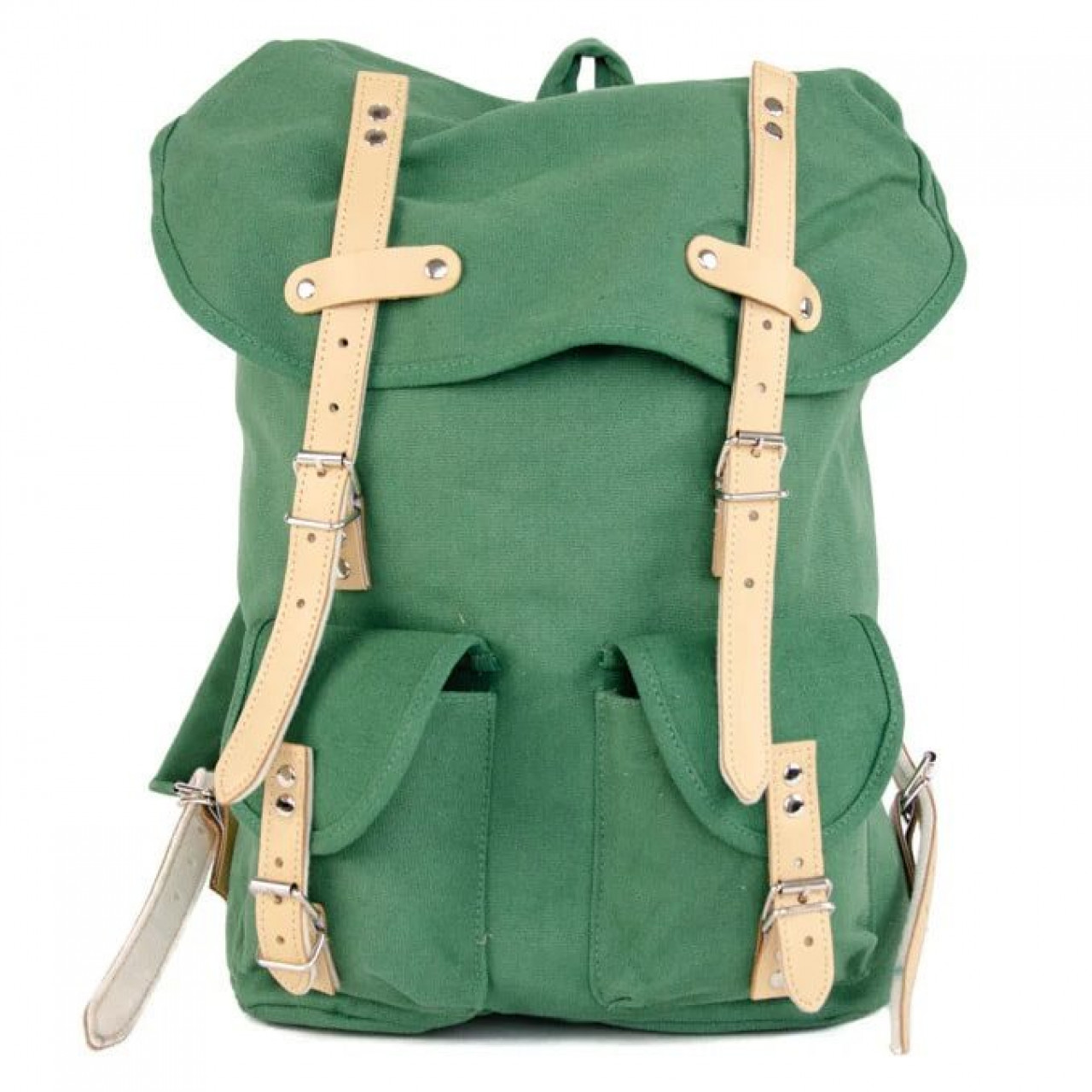 Batoh HIKING 15l s koženými prvkami ZELENÝ