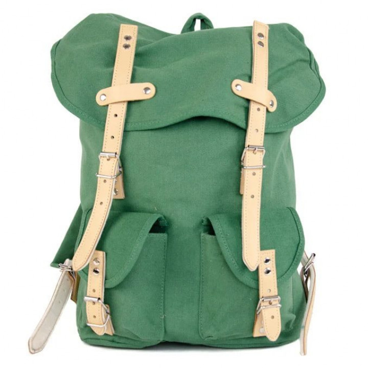 Batoh HIKING 15l s koženými prvkami ZELENÝ