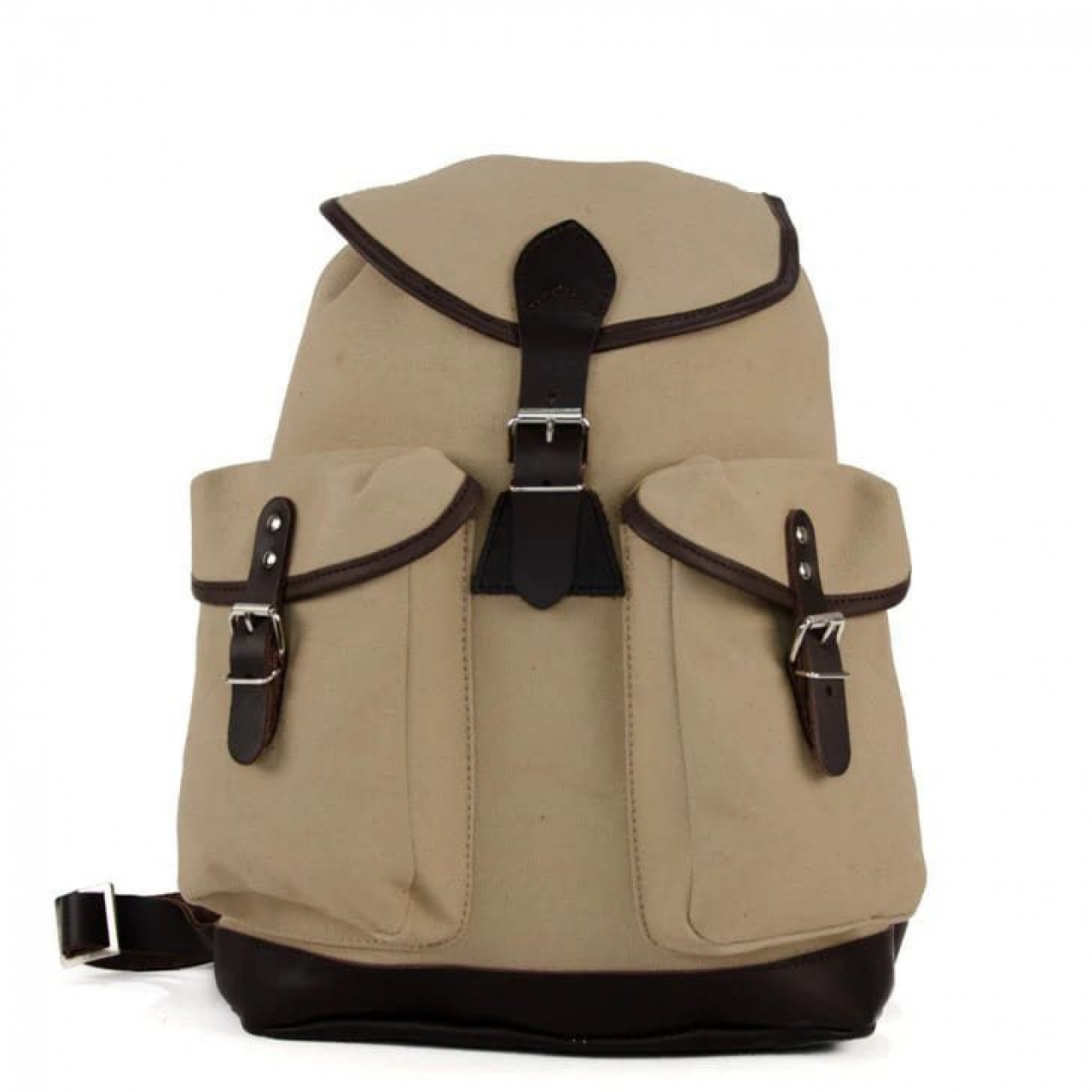 Batoh TRUCKSACK 14l s koženými prvkami KHAKI/TMAVOHNEDÁ koža