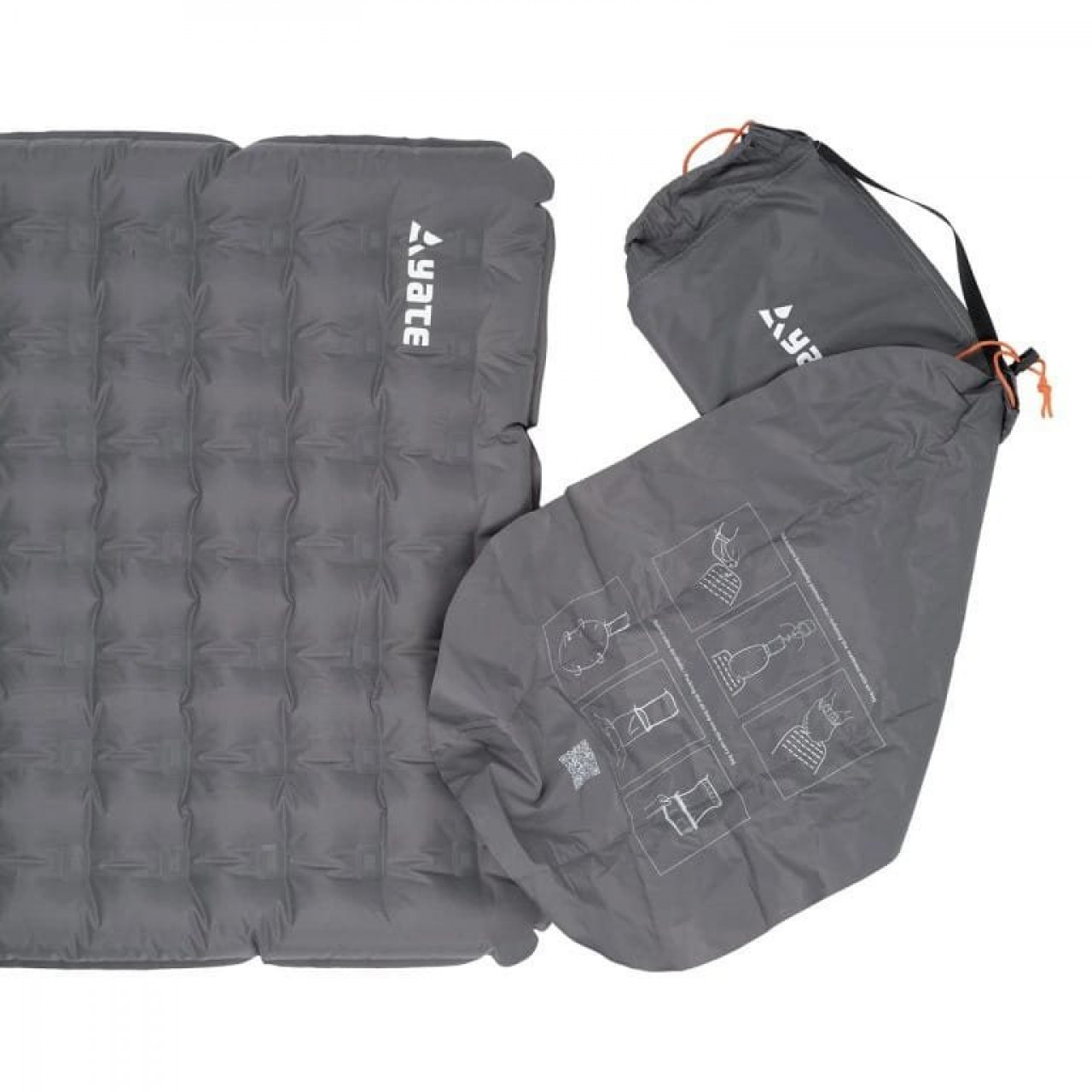 Nafukovacia karimatka LITO 193 x 63 x 8 cm s vakom, sivá farba