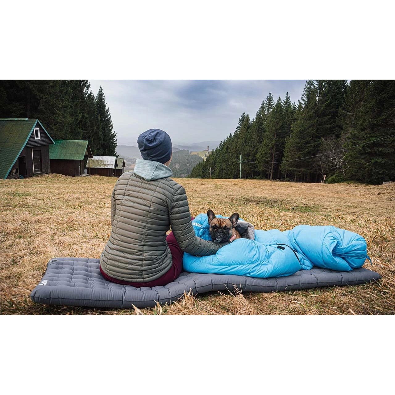 Nafukovacia karimatka LITO 193 x 63 x 8 cm s vakom, sivá farba