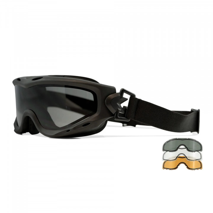 Okuliare taktické SPEAR DUAL LENS sada 3 sklá ČIERNY rám