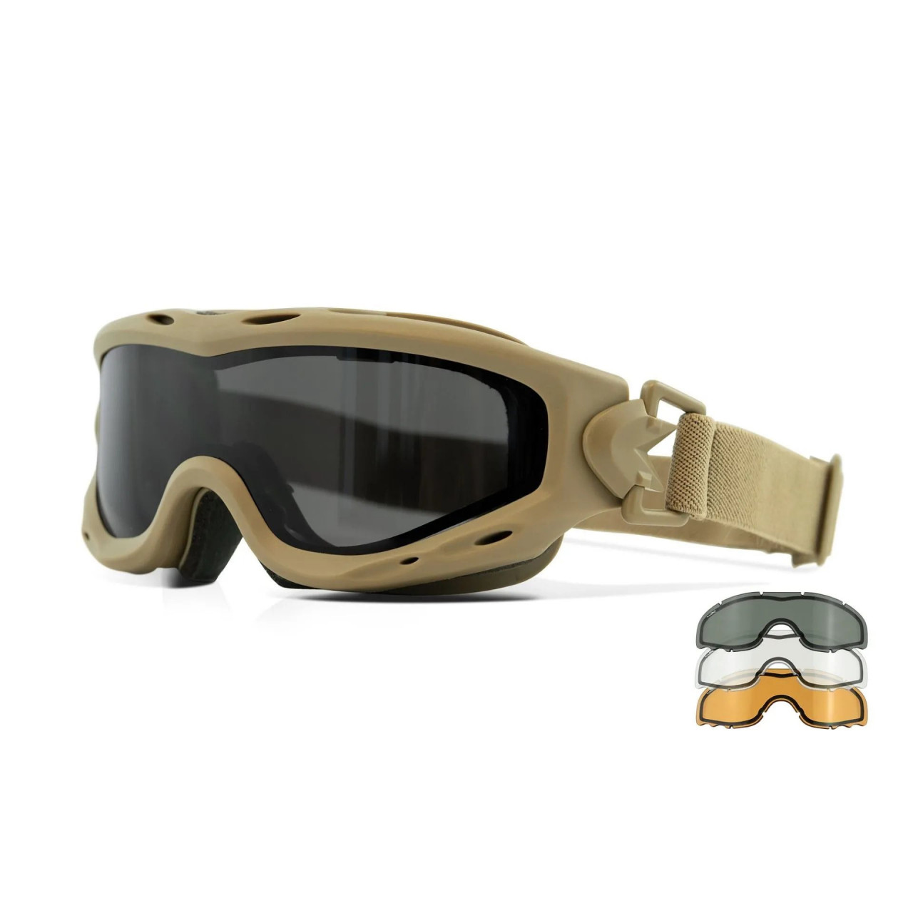 Okuliare taktické SPEAR DUAL LENS sada 3 sklá TAN rám
