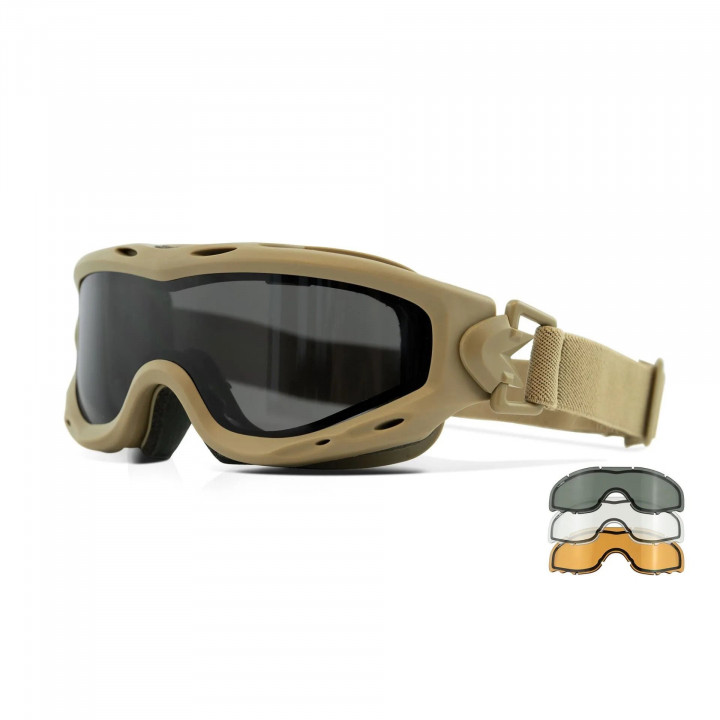 Okuliare taktické SPEAR DUAL LENS sada 3 sklá TAN rám
