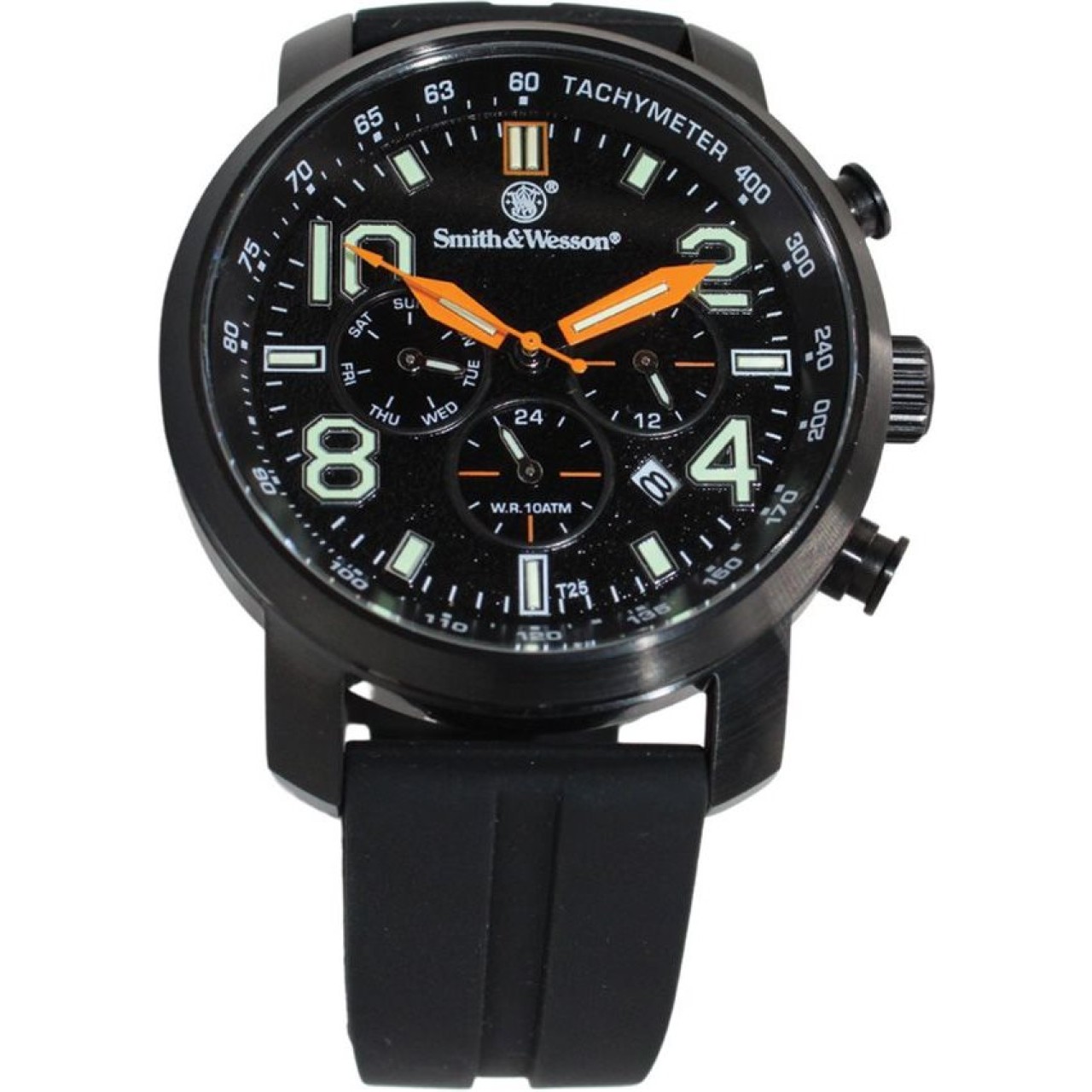 Hodinky CHRONOGRAPH gumový remienok ČIERNE