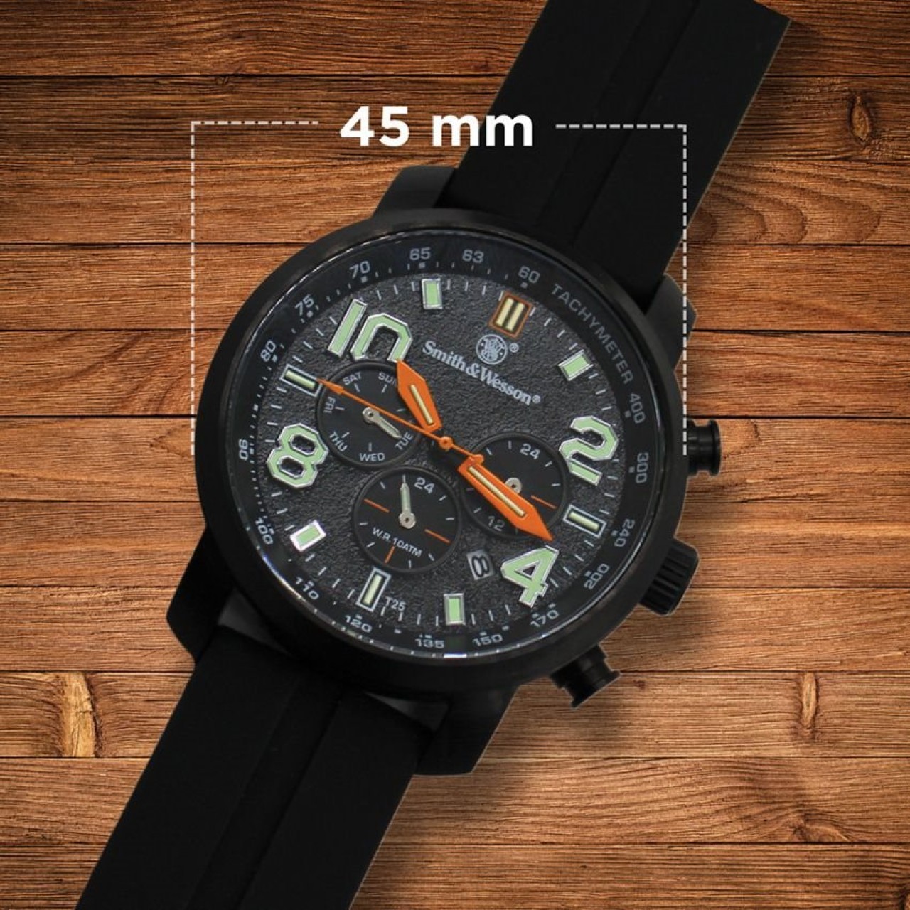 Hodinky CHRONOGRAPH gumový remienok ČIERNE