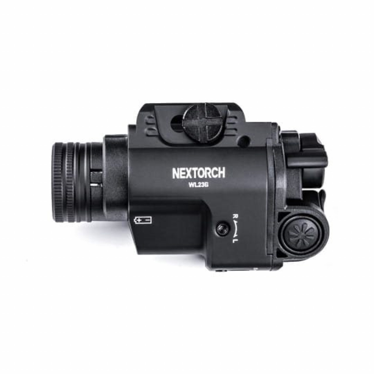 Svietidlo taktické NEXTORCH WL23 na pištoľ s laserom ČIERNE